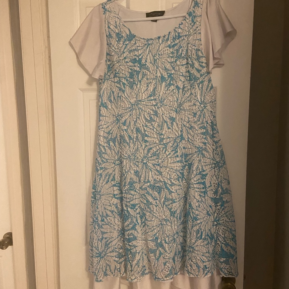 Blue Flutter Sleeve Scoop Neck Sundress